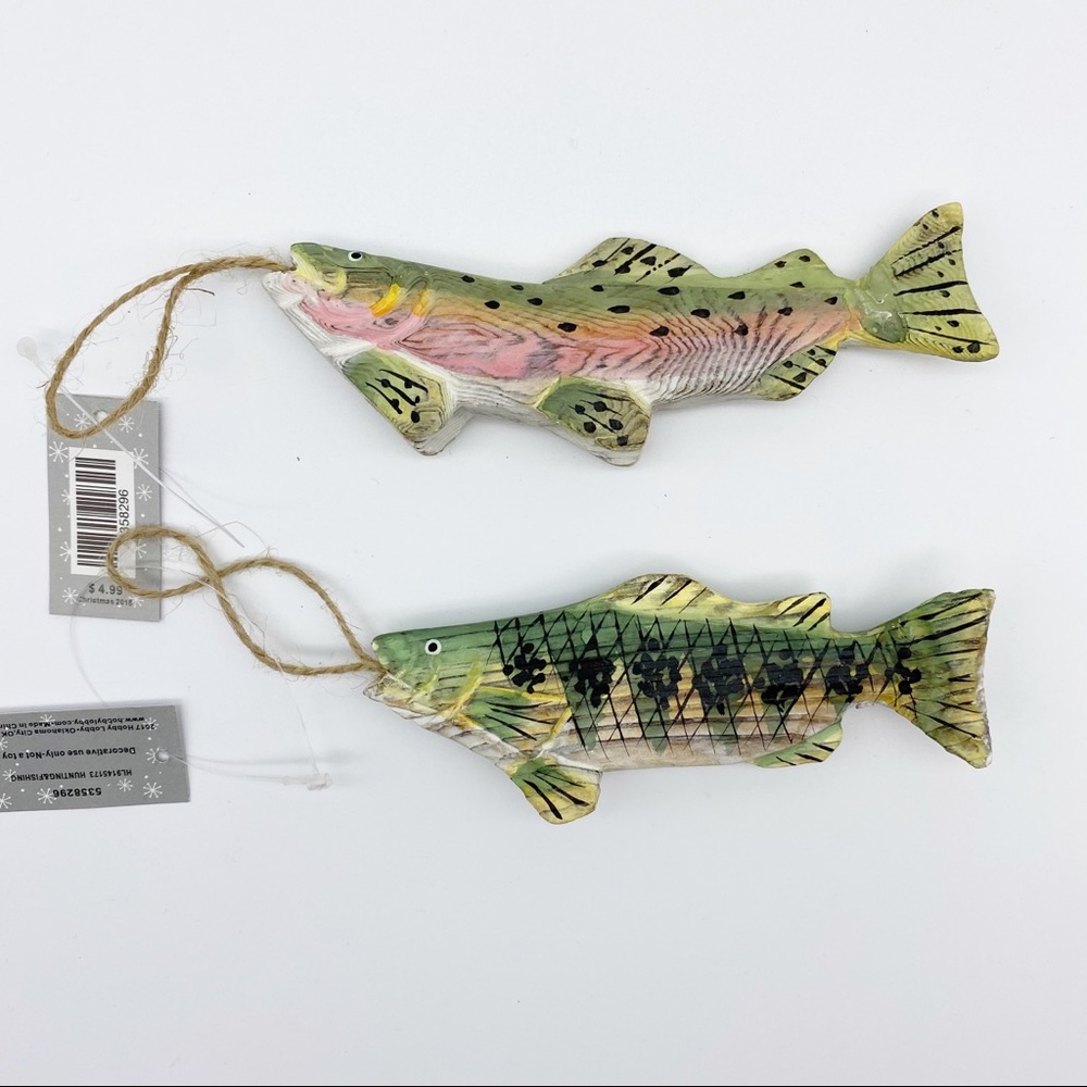 (2) Painted fish ornaments - NWT